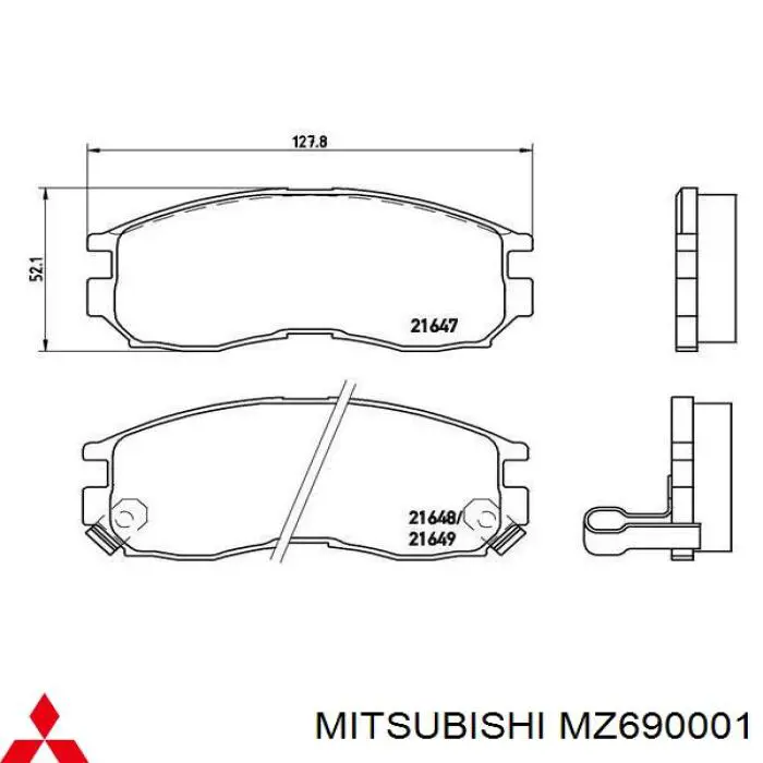 MZ690001 Mitsubishi колодки гальмівні передні, дискові