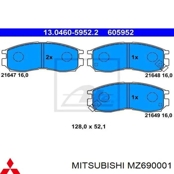 Купити MZ690001 Mitsubishi Колодки гальмівні передні, дискові
