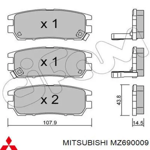 Купити MZ690009 Mitsubishi Задні колодки