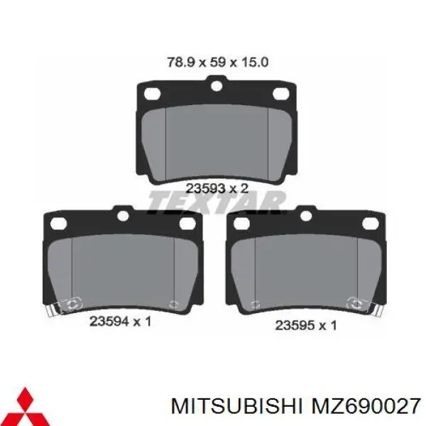 Купити MZ690027 Mitsubishi Задні колодки