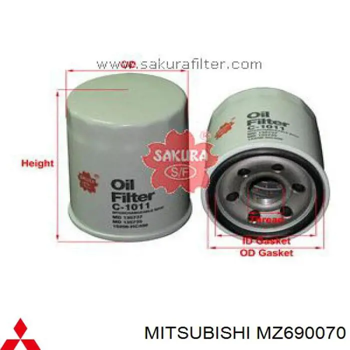 Масляний фільтр двигуна Mitsubishi MZ690070 ціна, від 5.50 USD