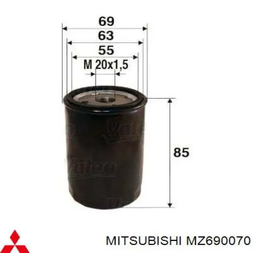 Фільтр масляний MZ690070 Mitsubishi