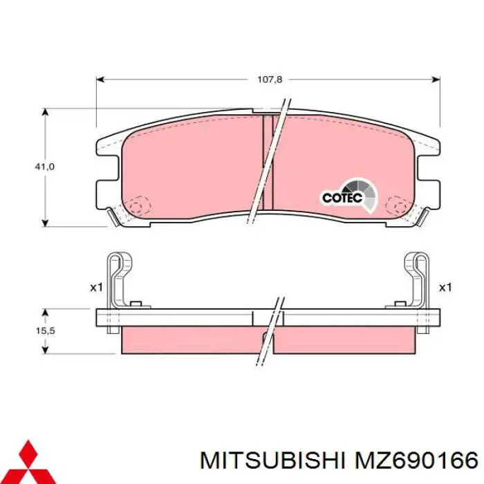 Купити MZ690166 Mitsubishi Задні колодки