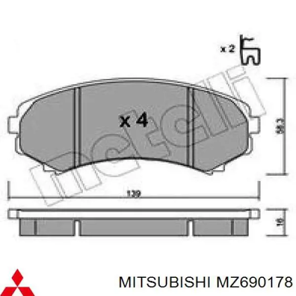 Гальмівні колодки Mitsubishi MZ690178 ціна, від 24.83 USD
