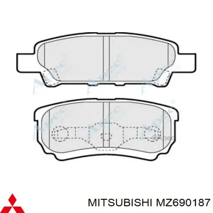 Задні гальмівні колодки Mitsubishi MZ690187 ціна, від 18.94 USD