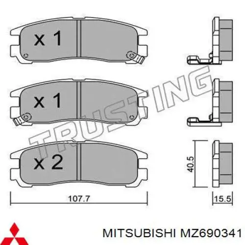 Задні гальмівні колодки Mitsubishi MZ690341 ціна, від 15.25 USD