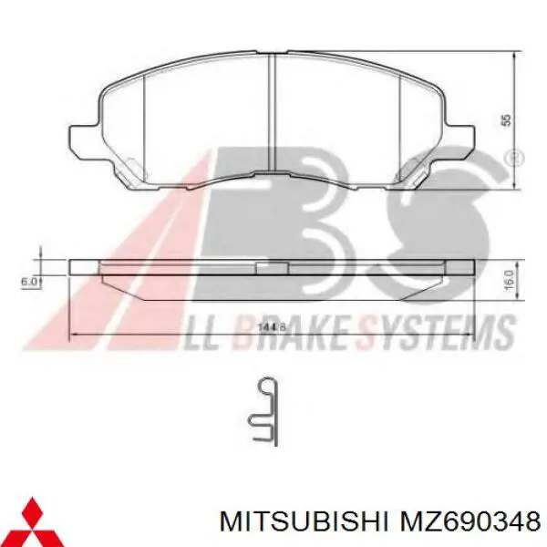 MZ690348 Mitsubishi Передні гальмівні колодки