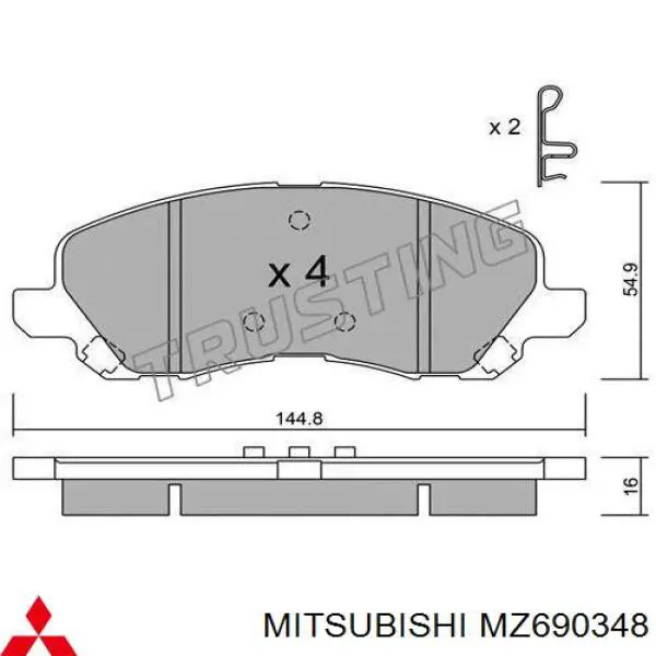 Гальмівні колодки Mitsubishi MZ690348 ціна, від 29.85 USD