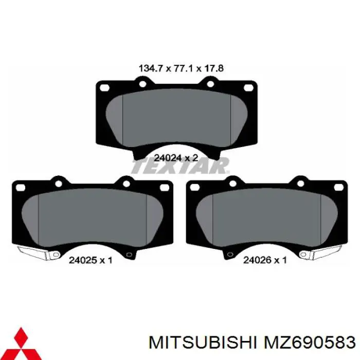 Купити MZ690583 Mitsubishi Колодки гальмівні передні, дискові