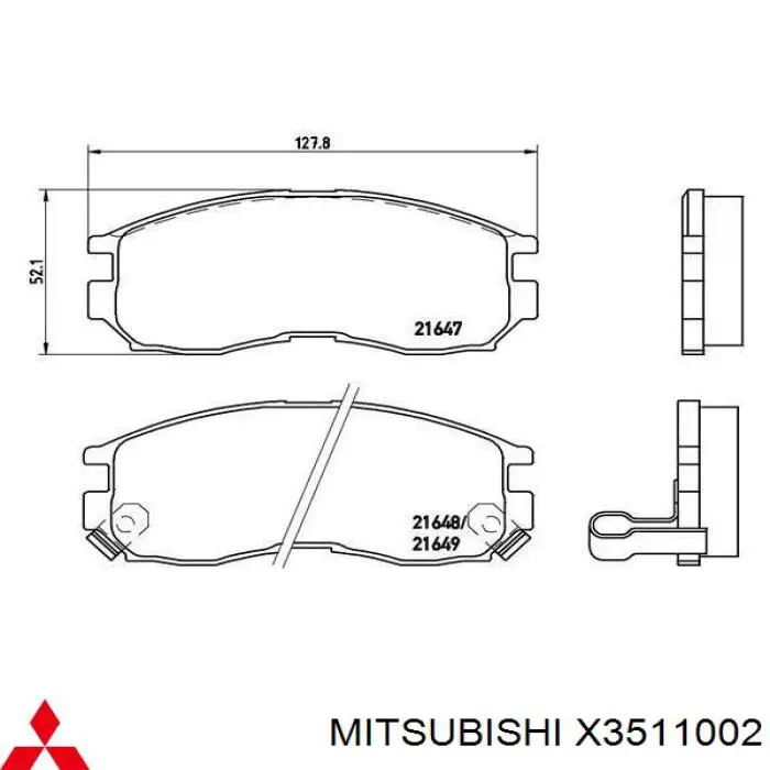 Купити X3511002 Mitsubishi Колодки гальмівні передні, дискові