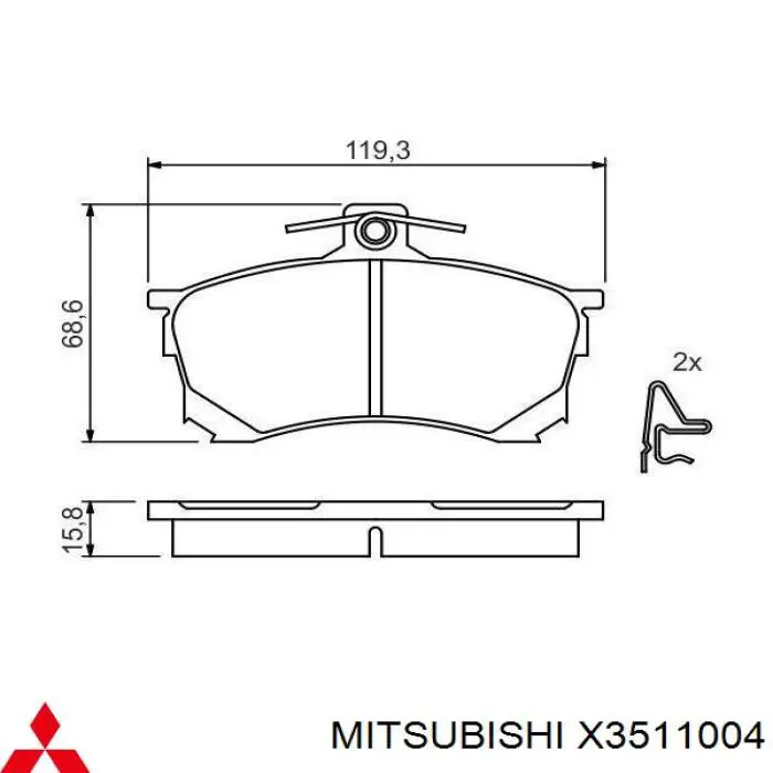 Купити X3511004 Mitsubishi Колодки гальмівні передні, дискові