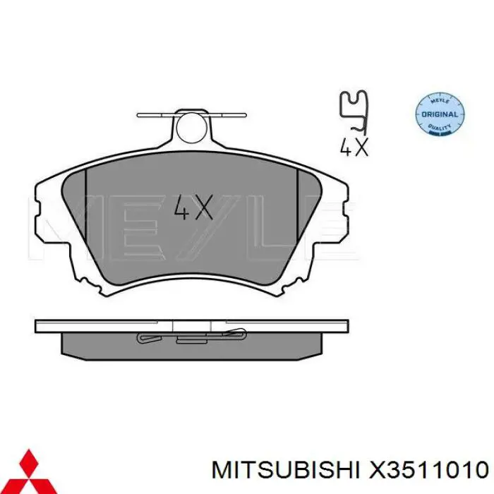 Купити X3511010 Mitsubishi Колодки гальмівні передні, дискові