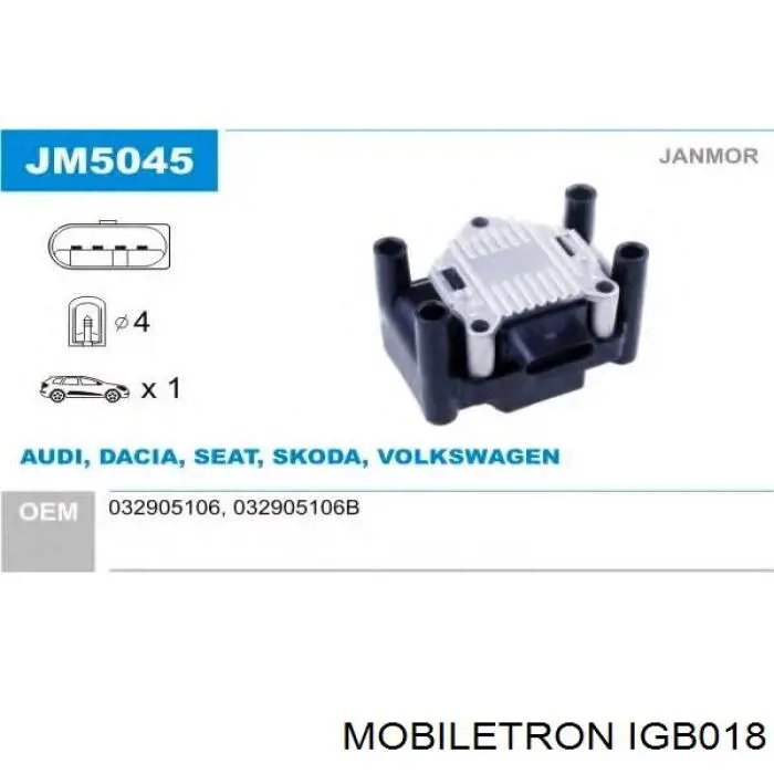 Купити IGB018 Mobiletron Котушка запалювання