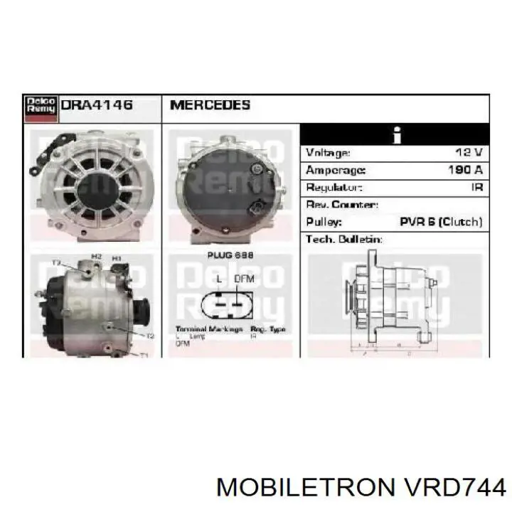Купити VRD744 Mobiletron Реле регулятор напруги генератора