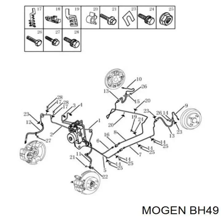 BH49 Mogen Шланг гальмівний передній, правий