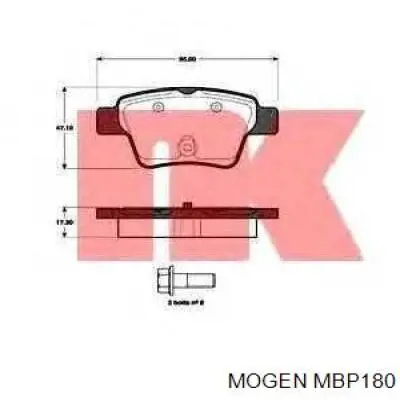 Задні гальмівні колодки Mogen MBP180 ціна, від 13.94 USD