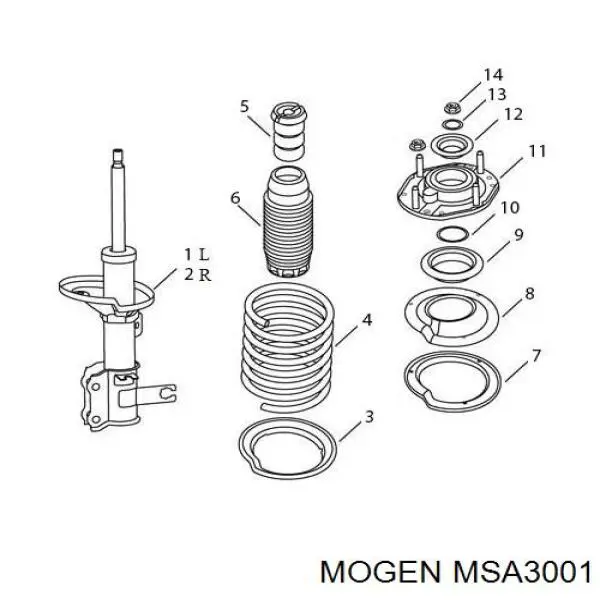 Амортизатор передньої підвіски, лівий ASM FR462209 ціна, від 37.20 USD