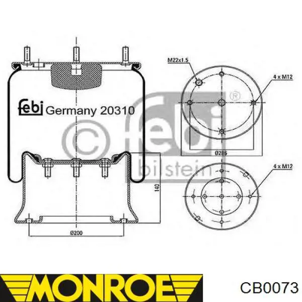 CB0073 Monroe Амортизатор кабіни (TRUCK)