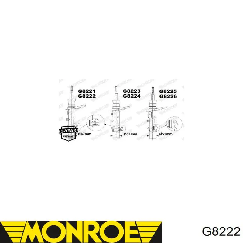 G8222 Monroe амортизатор передній, лівий