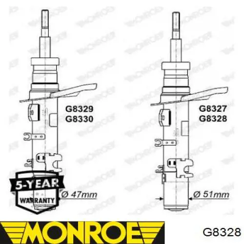 Купити G8328 Monroe Амортизатора передній лівий
