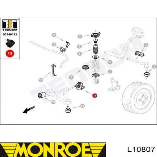 С/блок нижнього важеля Monroe L10807