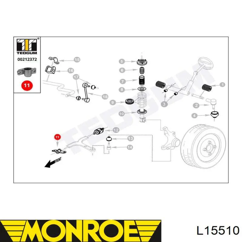 Купити L15510 Monroe Лівий важіль передній нижній підвіски