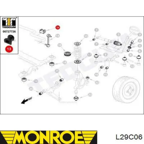 Втулка переднього стабілізатора Monroe L29C06