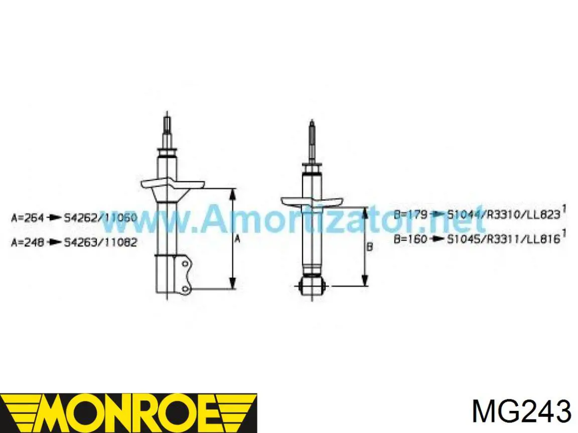 Амортизатор задній Monroe MG243 ціна, від 43.31 USD