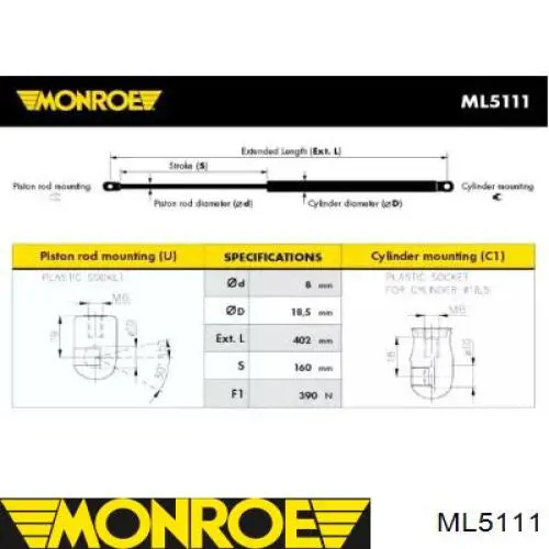 Амортизатор багажника ML5111 Monroe