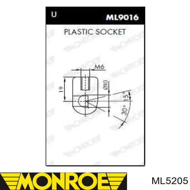 ML5205 Monroe амортизатор кришки багажника/ двері 3/5-ї задньої