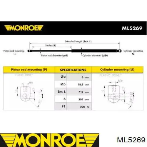 Амортизатор капота ML5269 Monroe