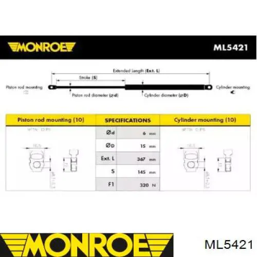 Амортизатор капота ML5421 Monroe