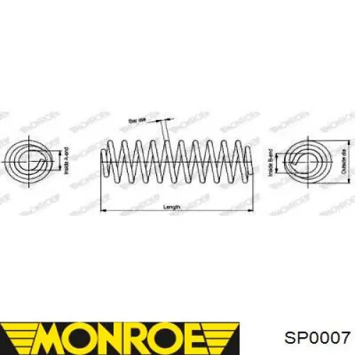 SP0254 Monroe пружина передня
