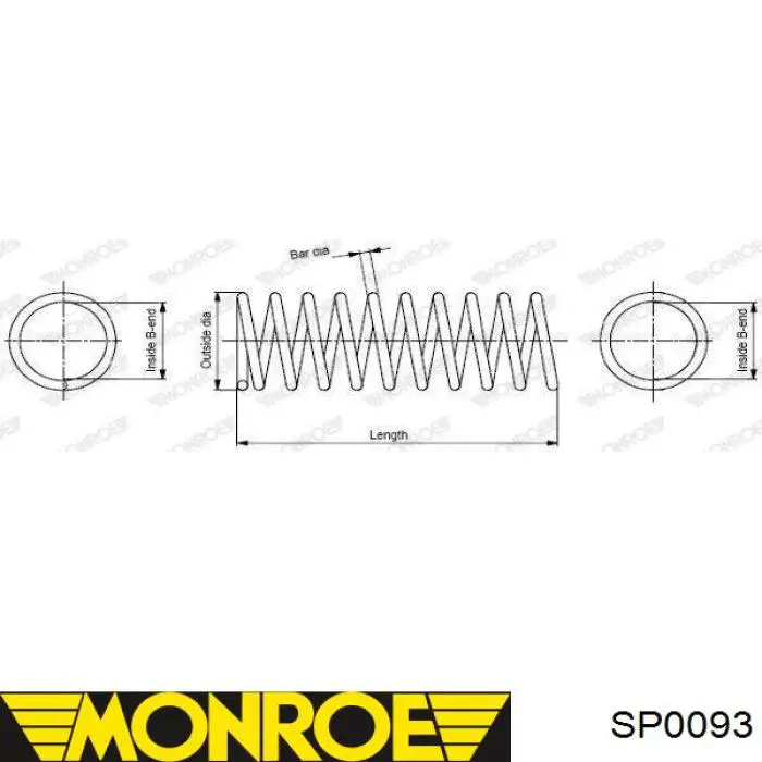 SP0093 Monroe пружина передня
