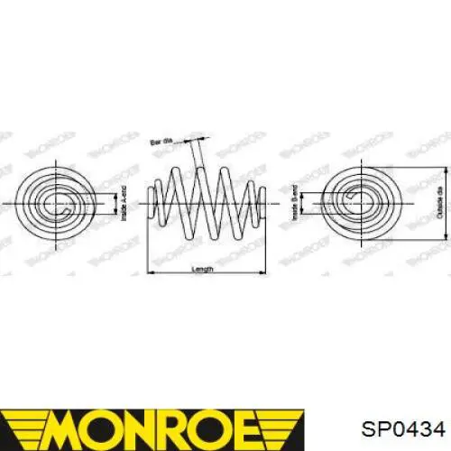 SP0434 Monroe Пружина підвіски задня