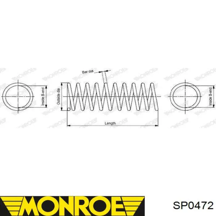 SP0472 Monroe Пружина підвіски задня