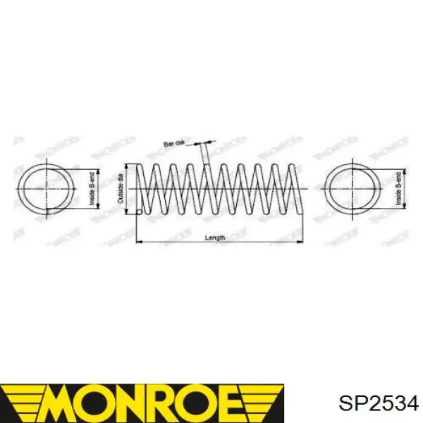 SP2534 Monroe Пружина амортизатора передняя