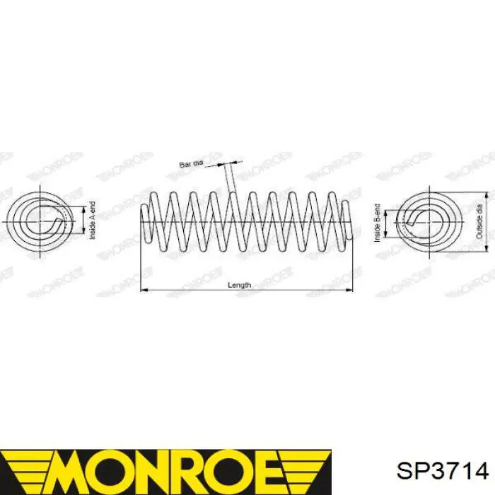 SP3714 Monroe пружина передня