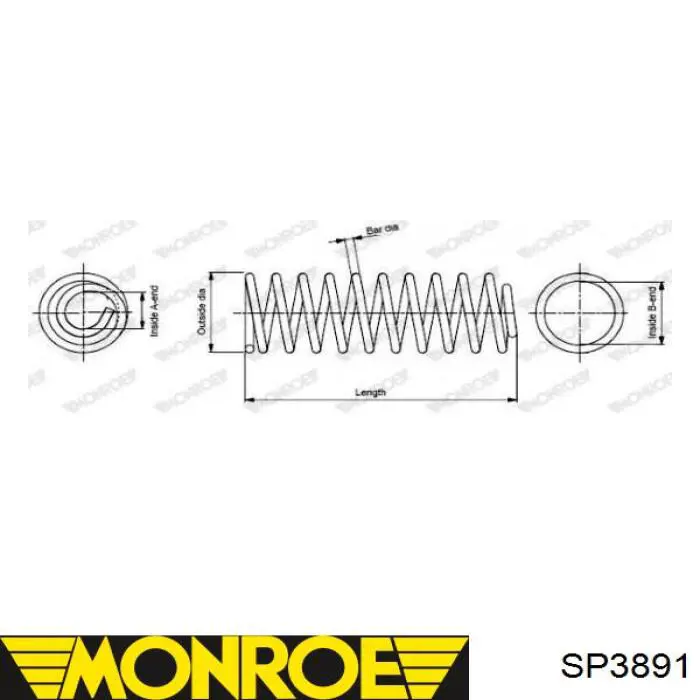 SP3891 Monroe пружина передня