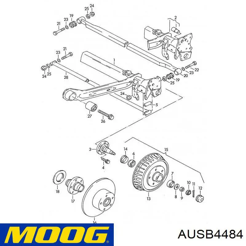 Сайлентблок підрамника задній Moog AUSB4484