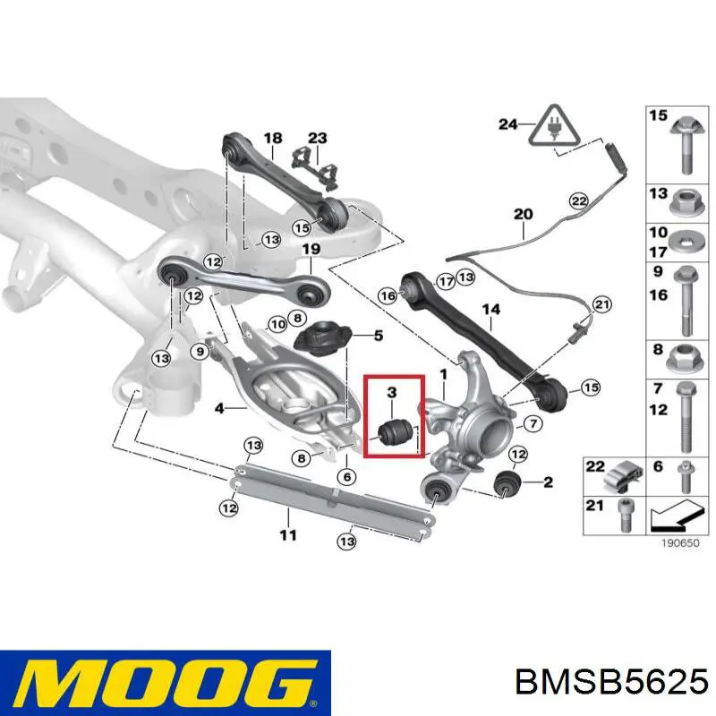 BMSB5625 Moog Сайлентблок заднього поперечного важеля, зовнішній