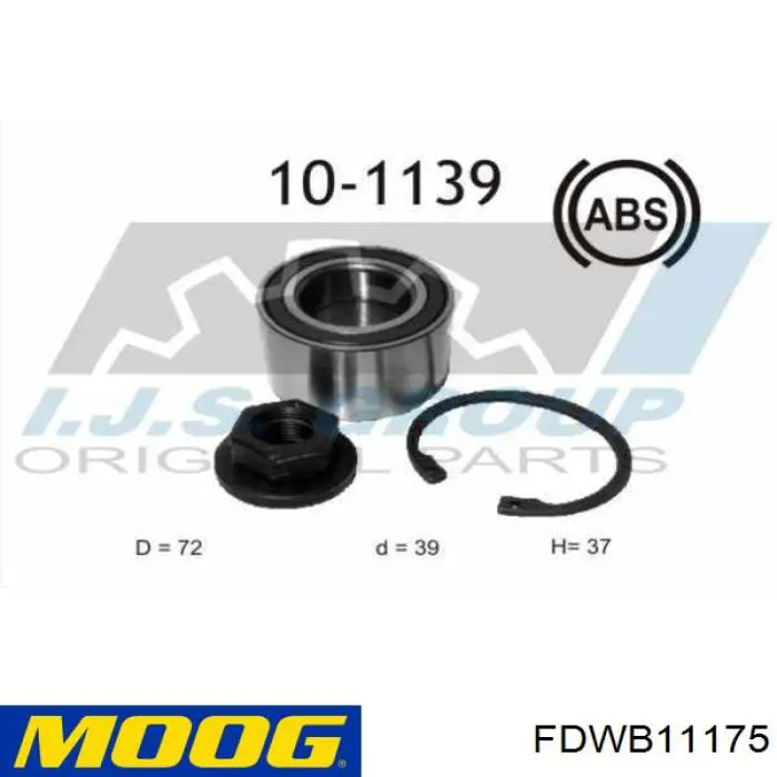 Комплект підшипник маточини передньої Moog FDWB11175 ціна, від 19.17 USD
