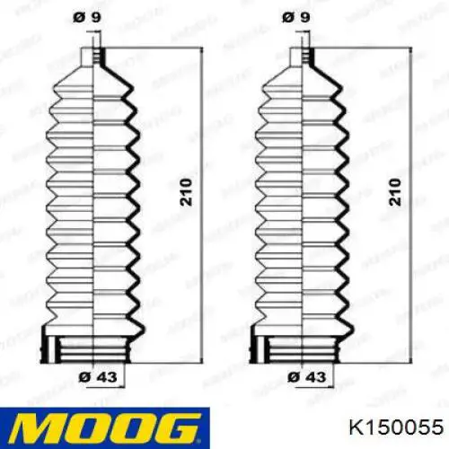 Пильник рульової рейки K150055 Moog