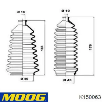 Пильник рульового механізму/рейки, лівий K150063 Moog