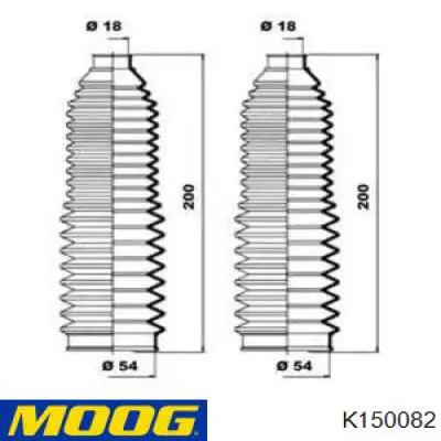 Пильник рульового механізму/рейки, лівий K150082 Moog