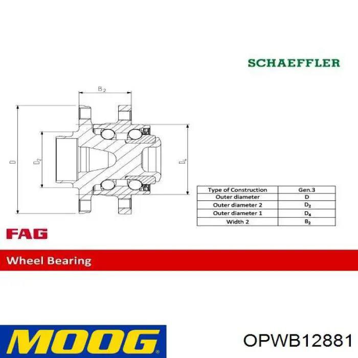 Купити OPWB12881 Moog Підшипник ступиці колеса