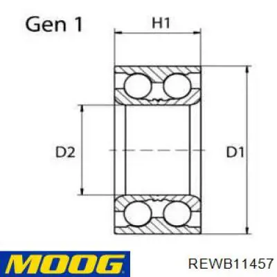 REWB11457 Moog Підшипник маточини передньої