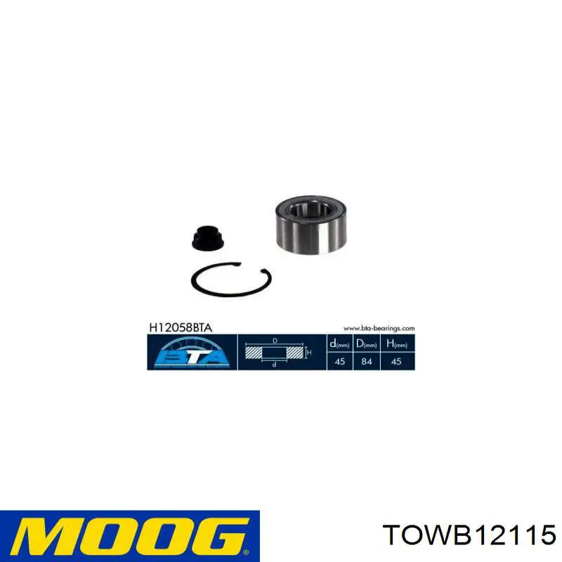 Купити TOWB12115 Moog Підшипник ступиці передньої