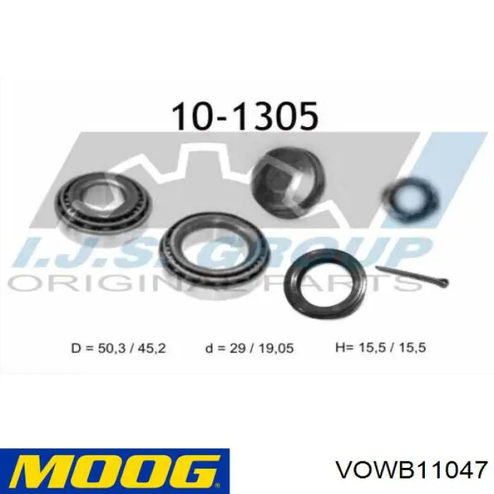 Підшипник маточини задньої Moog VOWB11047 ціна, від 7.81 USD