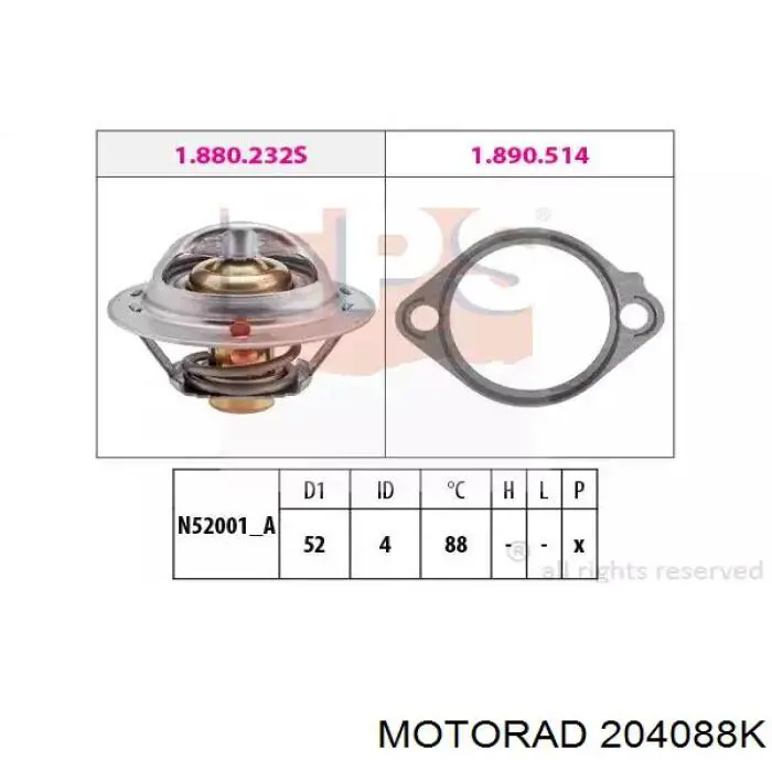 Термостат 204088K Motorad